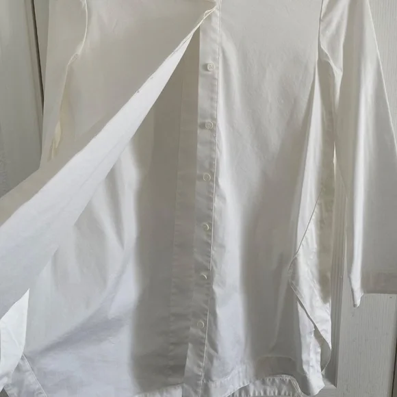 Lafayette 148 New York - White 3/4 Sleeve Button-Down Shirt Tunic Blouse - Picture 4 of 10